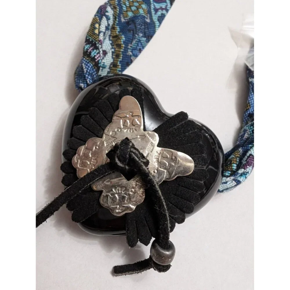 Handmade Necklace stud earring cearmic bandana black heart butterfly necklace